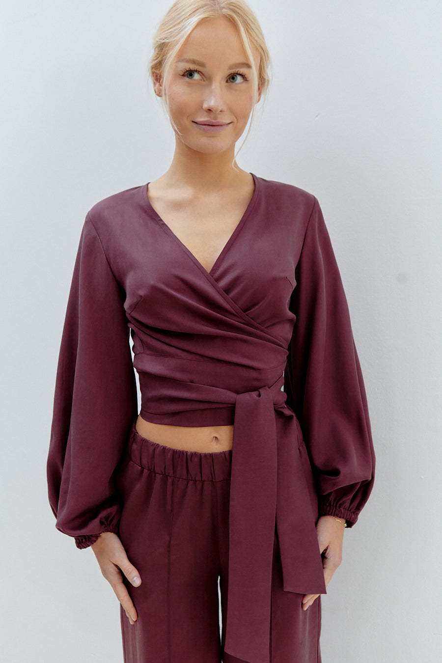 Katja Wrap Blouse Burgundy