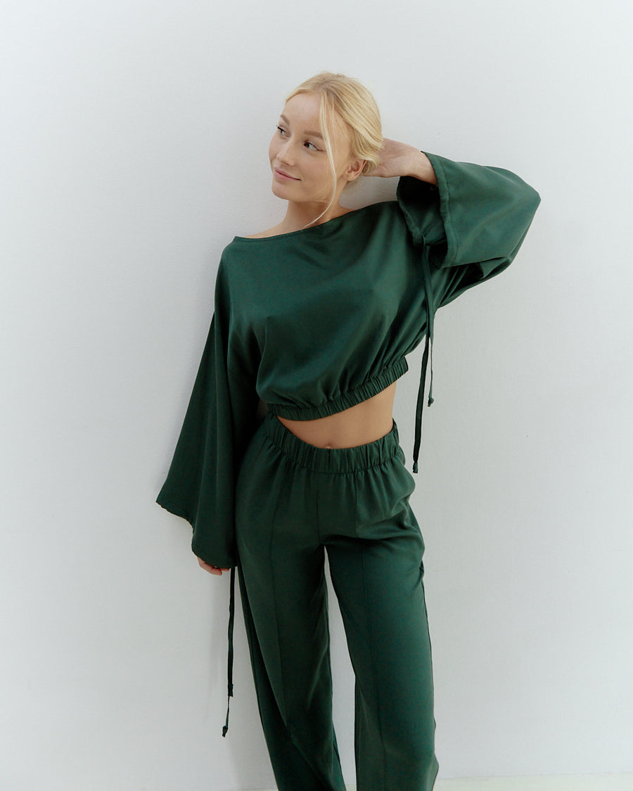 Adina Long Sleeves Blouse Forest Green