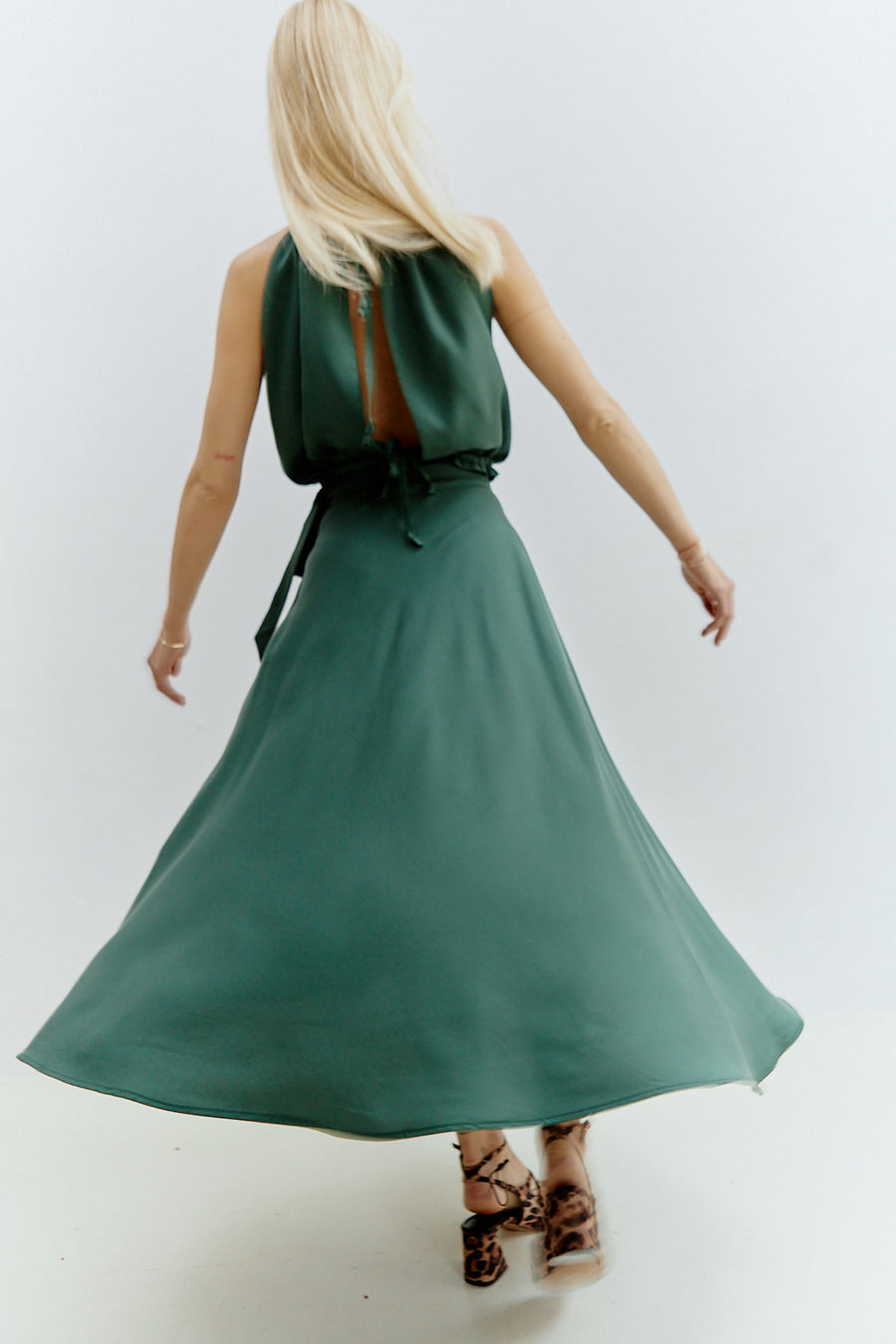 Nina Midi Wrap Skirt Forest Green