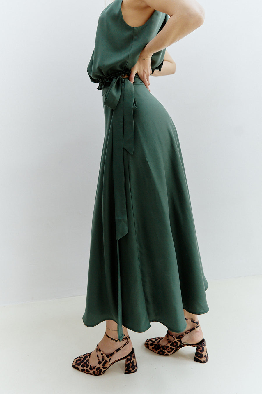 Nina Midi Wrap Skirt Forest Green