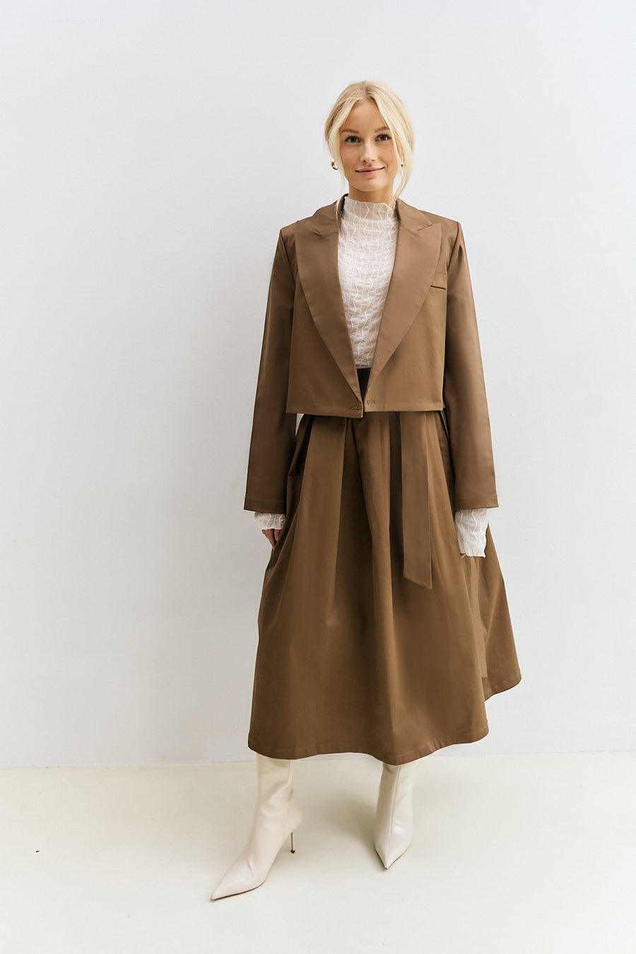 Dolly Midi Wrap Skirt Brown