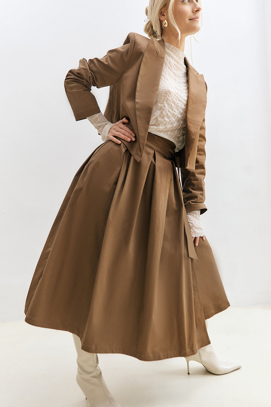 Dolly Midi Wrap Skirt Brown