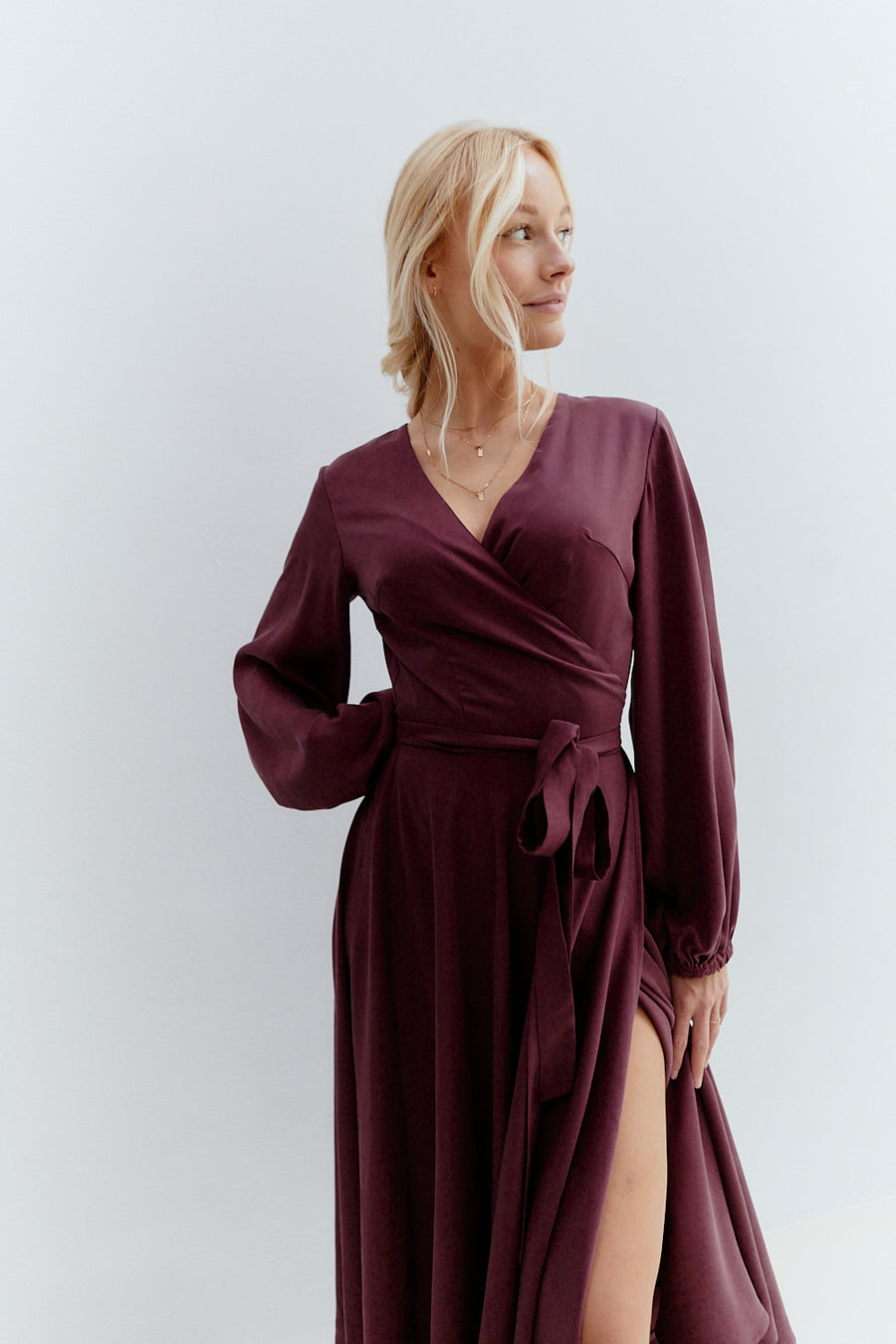 Va Va Vum Midi Wrap Dress Burgundy