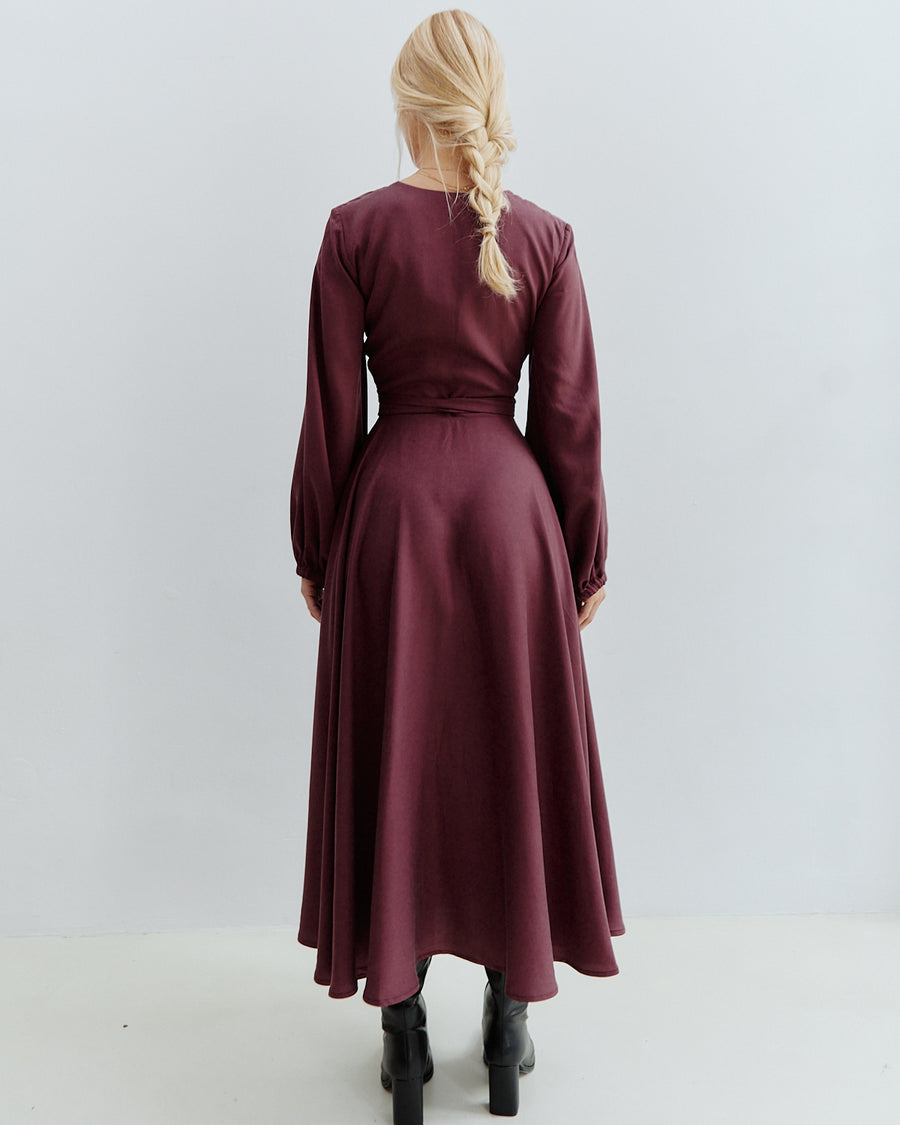 Va Va Vum Midi Wrap Dress Burgundy