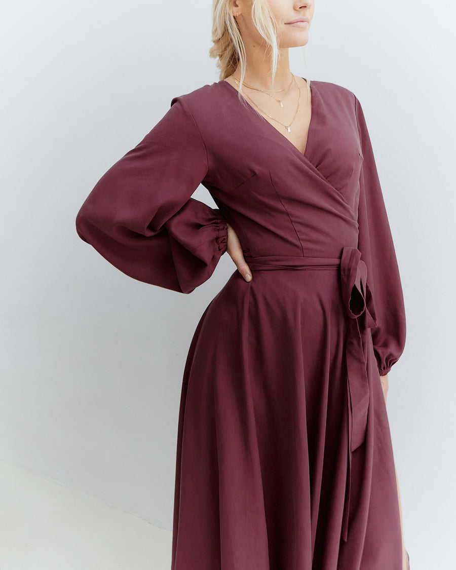 Va Va Vum Midi Wrap Dress Burgundy