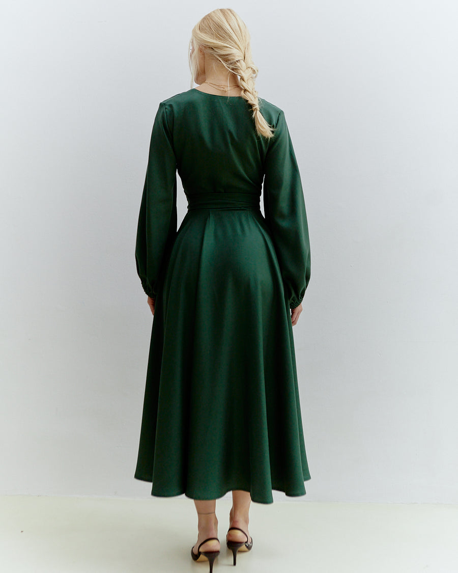 Va Va Vum Midi Wrap Dress Forest Green