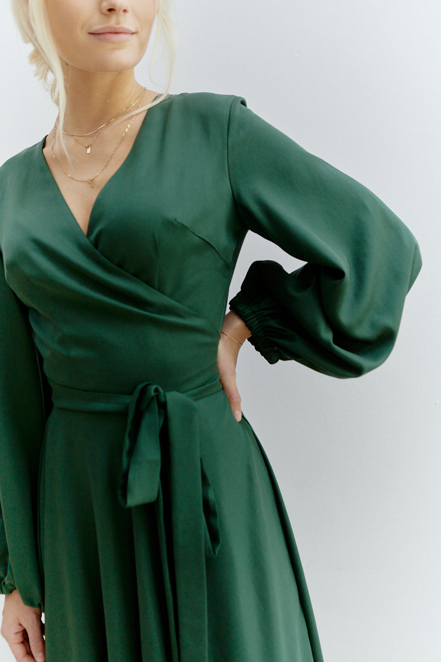 Va Va Vum Midi Wrap Dress Forest Green