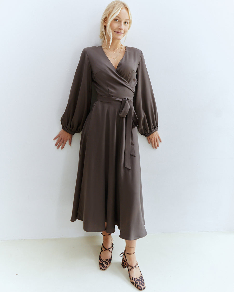 Va Va Vum Midi Wrap Dress Grey